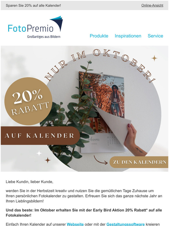 Reminder: 20% Rabatt auf alle Kalender