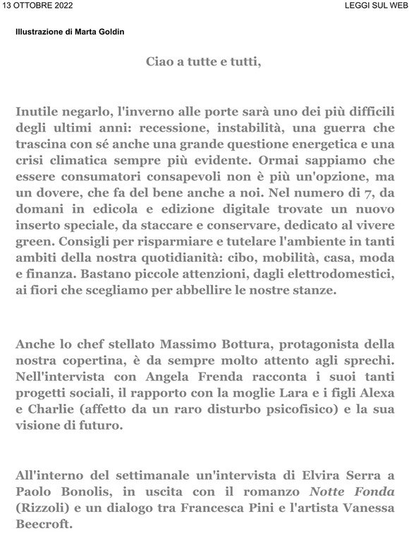 Newsletter 7+ Massimo Bottura e la cucina sociale. Lo speciale Green
