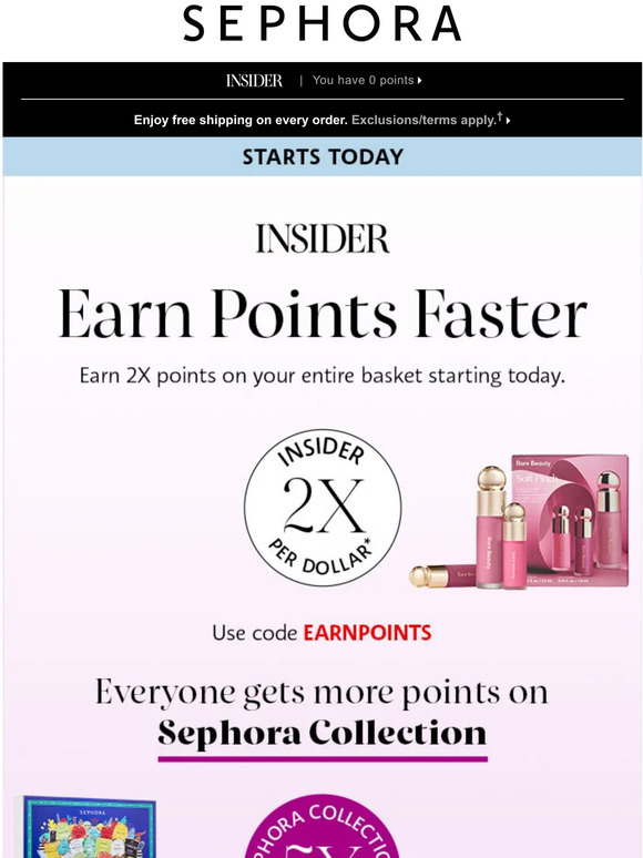 Sephora Earn 2X points on your entire basket this week only. Milled