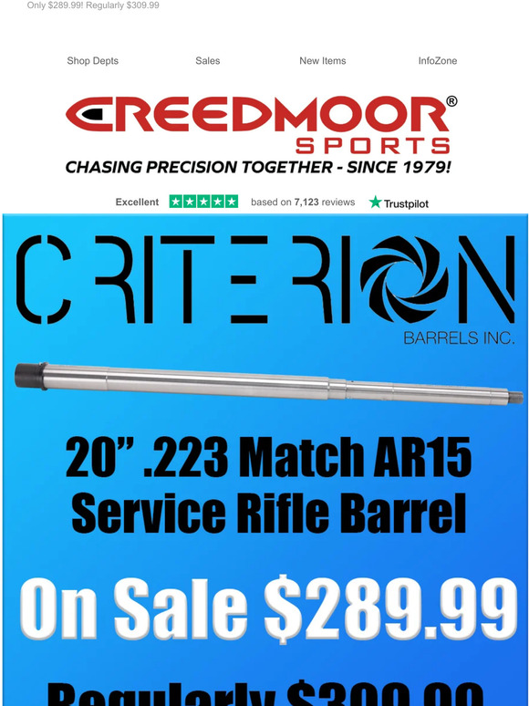 Creedmoor Sports Criterion AR15 .223 Match Barrel On Sale! Milled