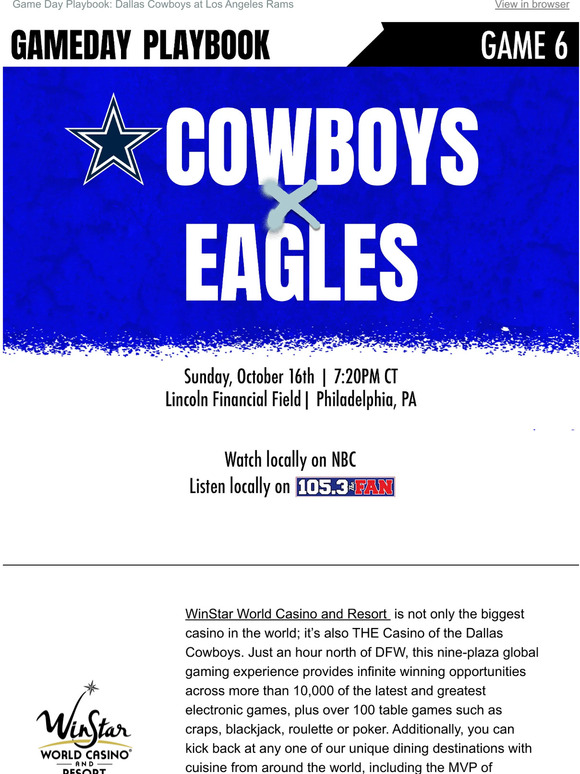 Game Day Playbook Dallas Cowboys at