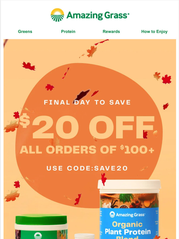 Amazing Grass Sale Ends Tonight! Milled