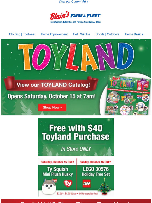 Blain's Farm & Fleet Toyland Opens Tomorrow at 7am ☆ View our Toy