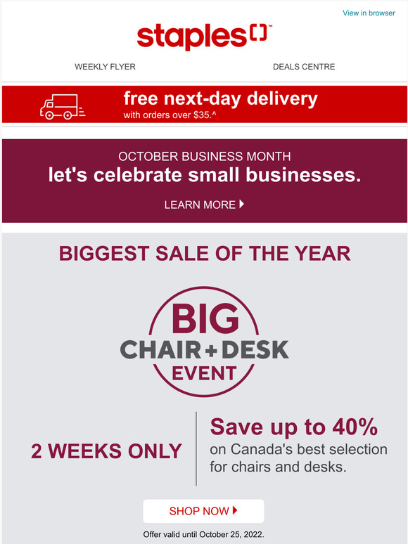 Staples Print & Marketing Save up to 40 on Canada's best chairs and