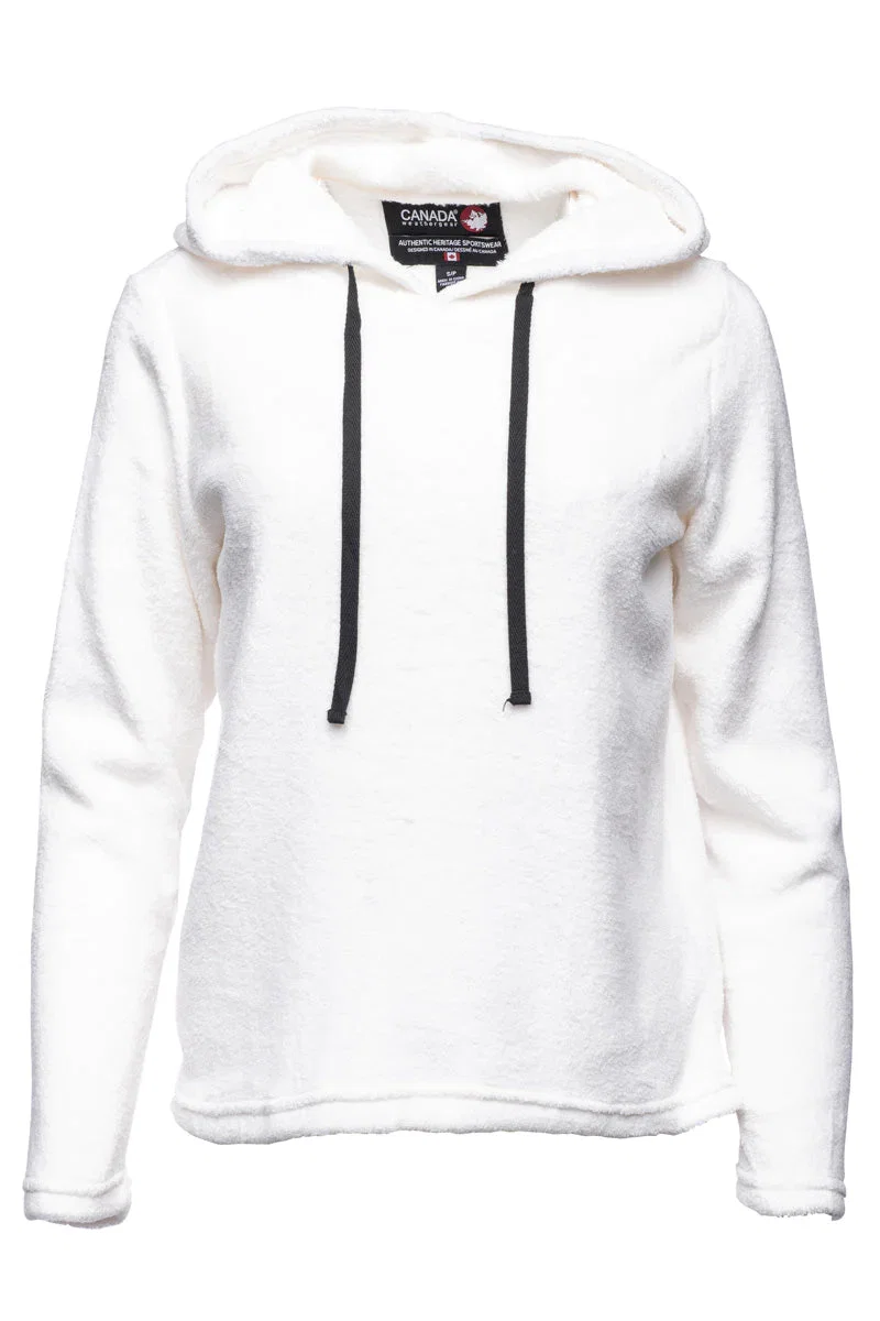 Image of Canada Weather Gear Solid Plush Fleece Hooded Pajama Top - White