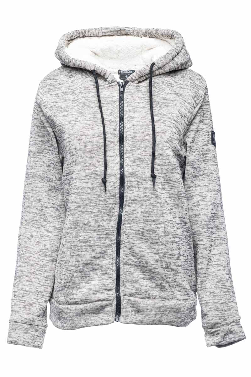 Image of Fahrenheit Sherpa Fleece Lined Front Zip Lightweight Jacket - Grey