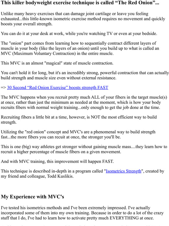 Los Mejores Ejercicios De Los Que Ha Oido Jamas 30 Second “Red Onion