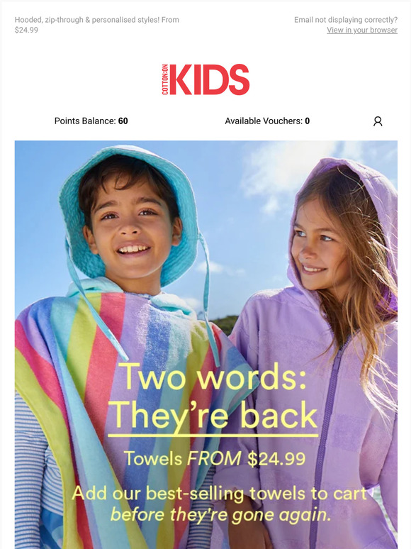 Cotton On Kids Towels 👏 are 👏 back 👏 Milled