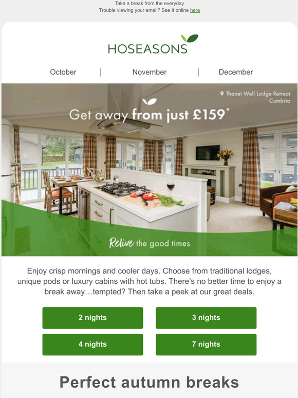 Autumn escapes from £159*🍂
