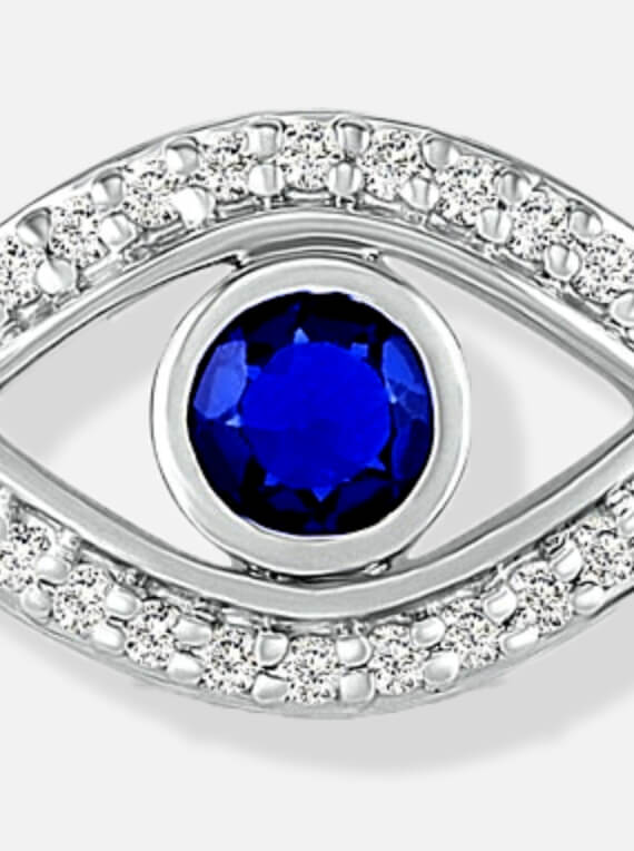 Evil Eye Blue & White Lab-Created Sapphire Evil Eye Necklace Sterling Silver