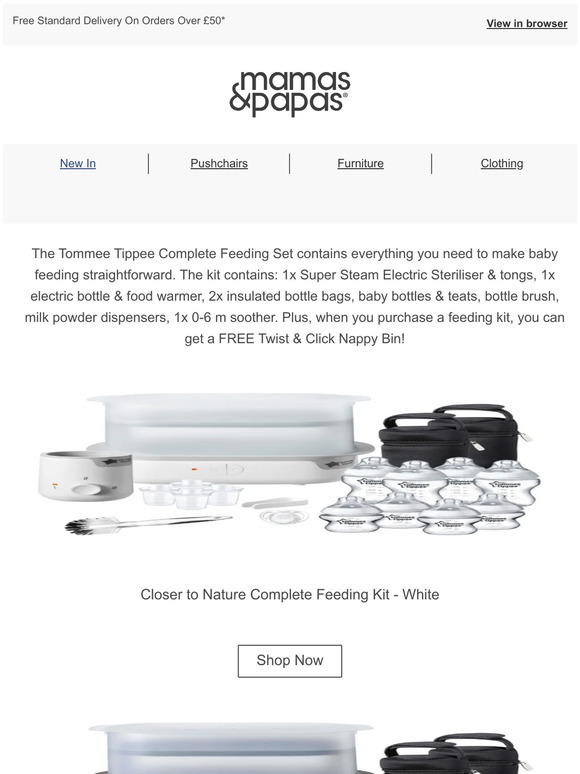Mamas and Papas Tommee Tippee FREE Twist & Click Nappy Bin Milled