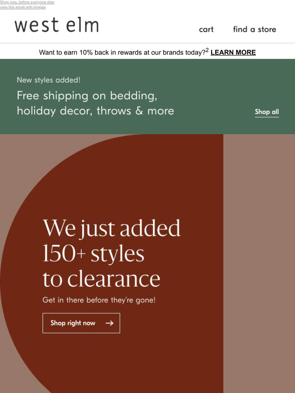 west elm New to clearance! 150+ styles just added Milled