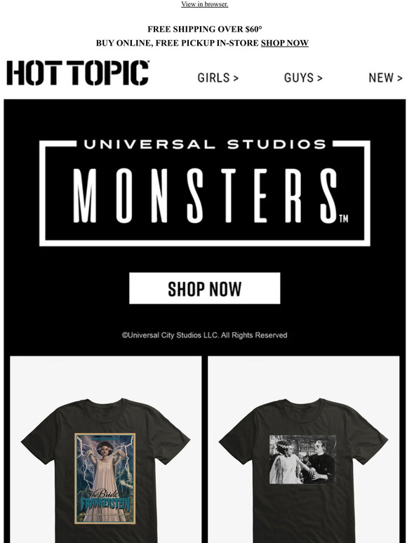 Hot Topic Bring The Horror In Universal Monsters Tees 😱 Milled