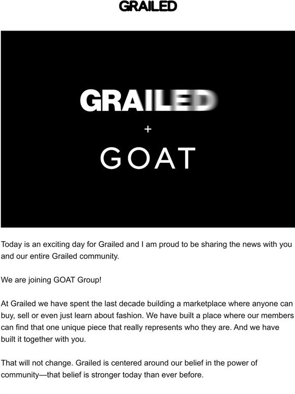 Grailed: Big News - Grailed Joining GOAT Group