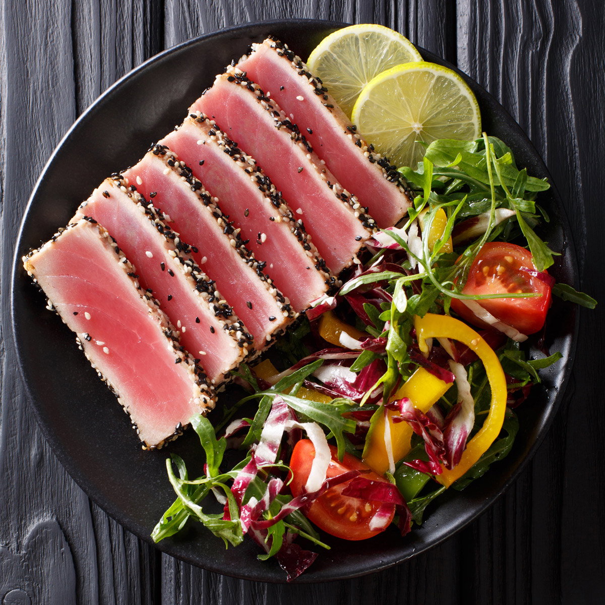 Seared Ahi Tuna and Arugula Pear Salad