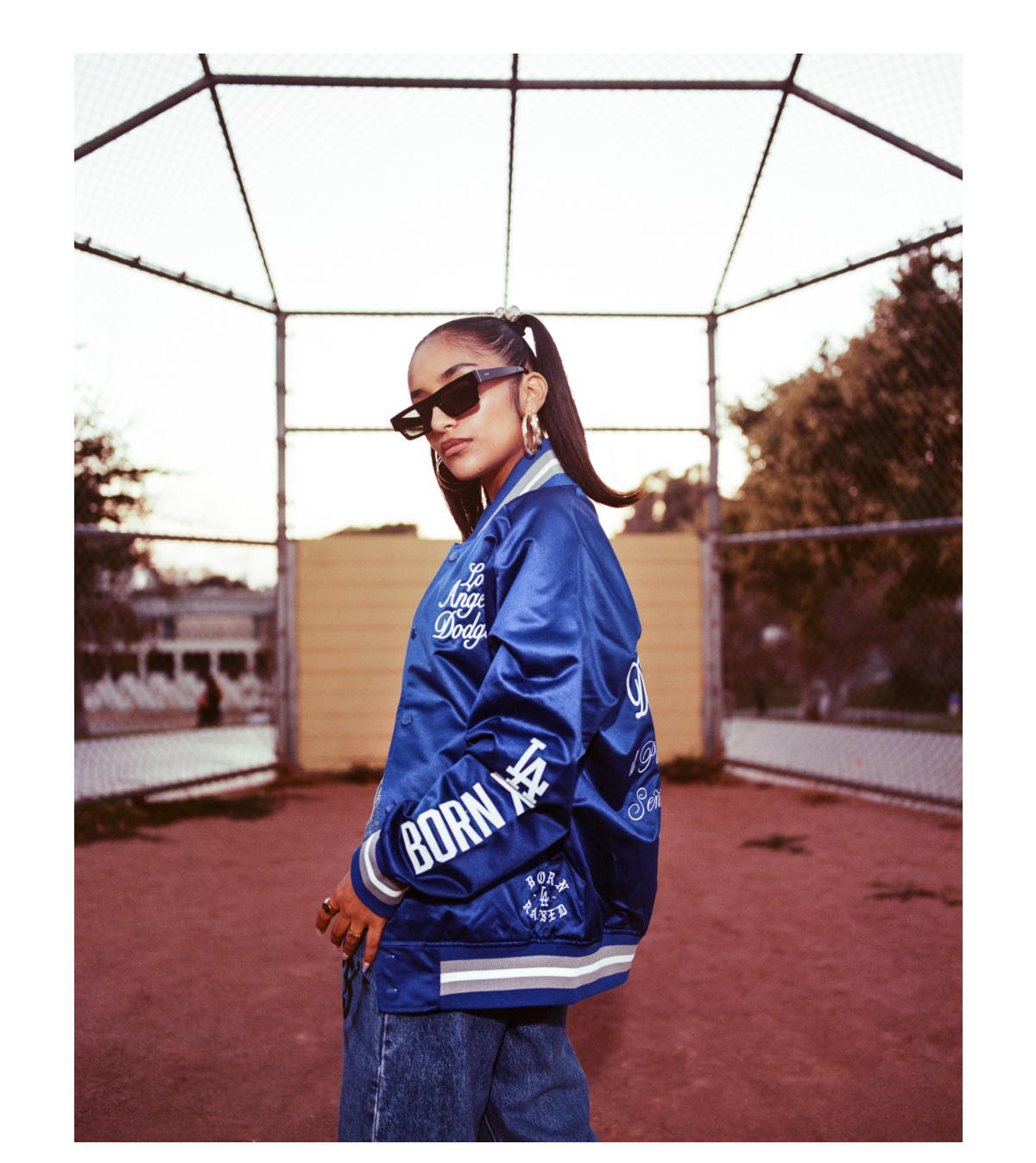 BORN X RAISED ドジャース mitchell&ness スタジャン Men's Mitchell & Ness x Born X Raised Royal Los Angeles