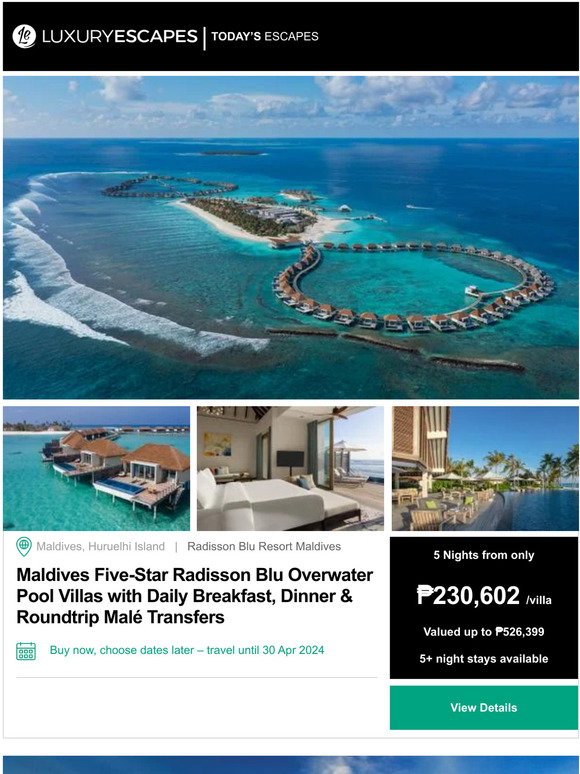 Vip Escape Luxury Escapes: Maldives Overwater Villas: Family Upgrade Available ...