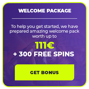 WELCOME PACKAGE. To help you get started, we have prepared amazing welcome pack worth up to 111€ + 300 FREE SPINS. >>> GET BONUS <<<
