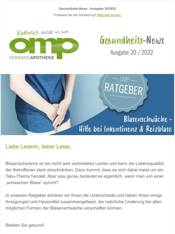 Blasenschwäche - Hilfe bei Inkontinenz und Reizblase