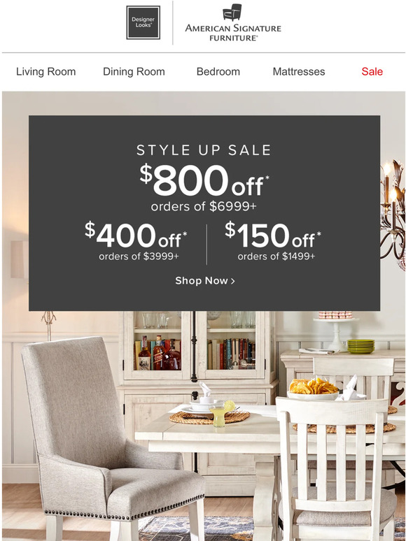 American Signature Furniture Up to 800 off ends TOMORROW! Milled