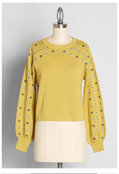 Dotted In Daisies Embroidered Sweater