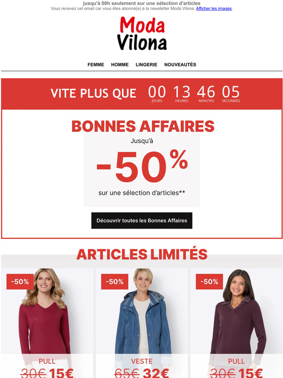 Bonnes affaires jusqu'à -50%