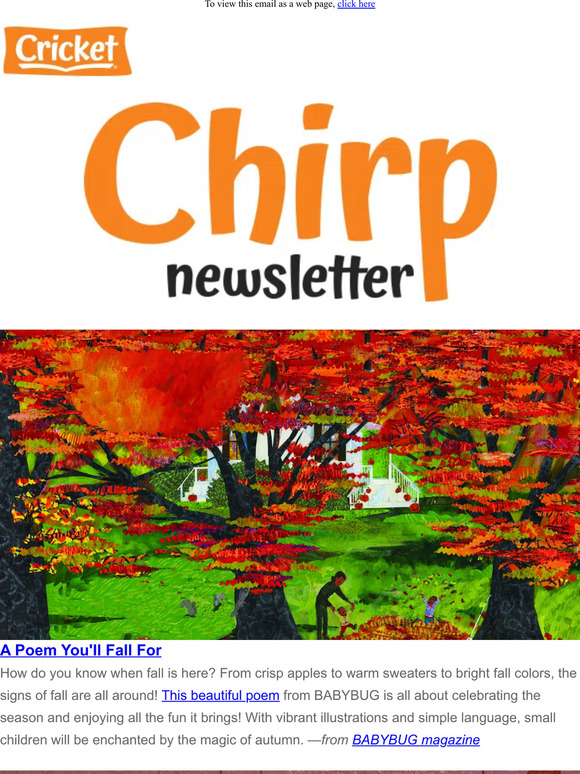 Chirp: Ghoulies and Ghosties, Looking for Fall, Meet the Illustrator, & More!