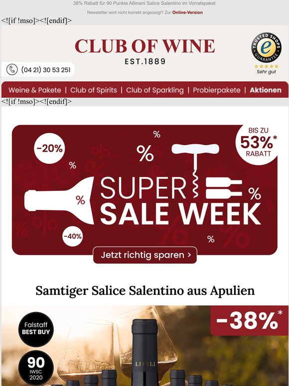 🍂 Super Sale Week 🍂 | Top-Weine mit bis zu 53% Ersparnis!