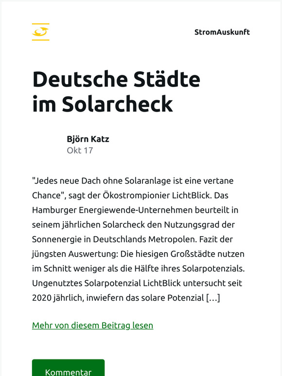 [Neuer Eintrag] Deutsche Städte im Solarcheck