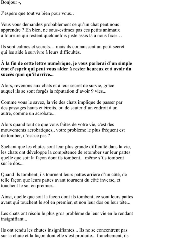 —, Un enseignement de chats...