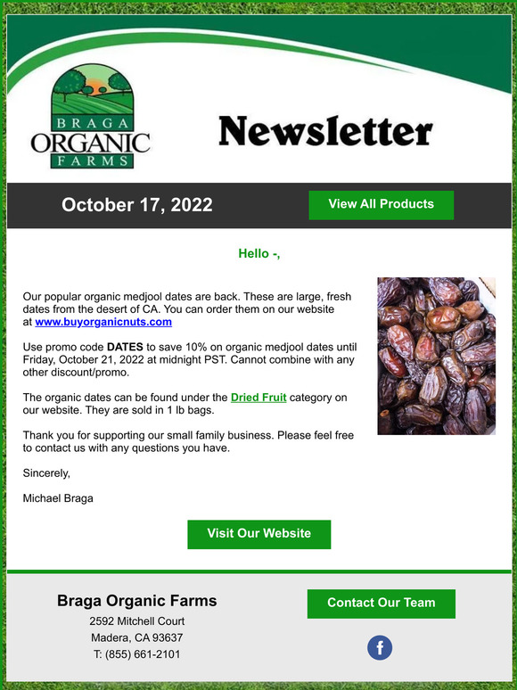 10% off- New Crop Dates!