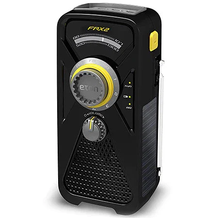 Eton - Hand turbine radio with LED flashlight and USB Charger - Black