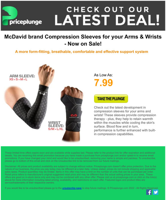 On Sale now Compression Sleeves for your Arms and Wrists