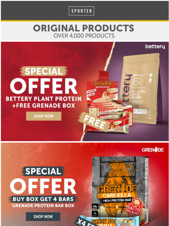New Offers Today at Sporter 💪 FREE Gifts, Up to 35% off & More