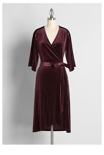 Wrapped In Elegance Velvet Midi Dress