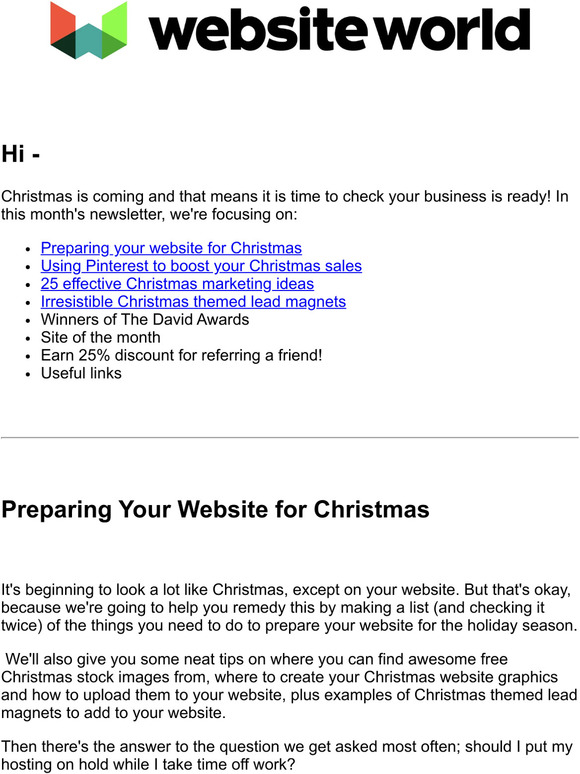 Christmas help has arrived - October News