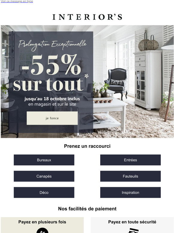Interiors: -55% sur TOUT*, prolongation exceptionnelle ! | Milled