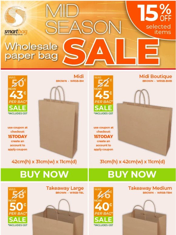 15% off -Mid-Season Wholesale bag Sale