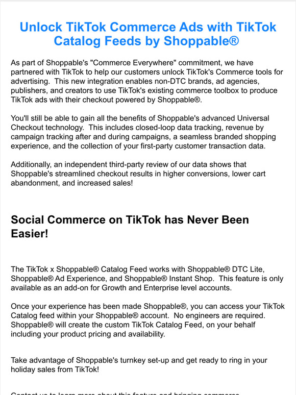 Announcing TikTok Catalog Feeds by Shoppable!