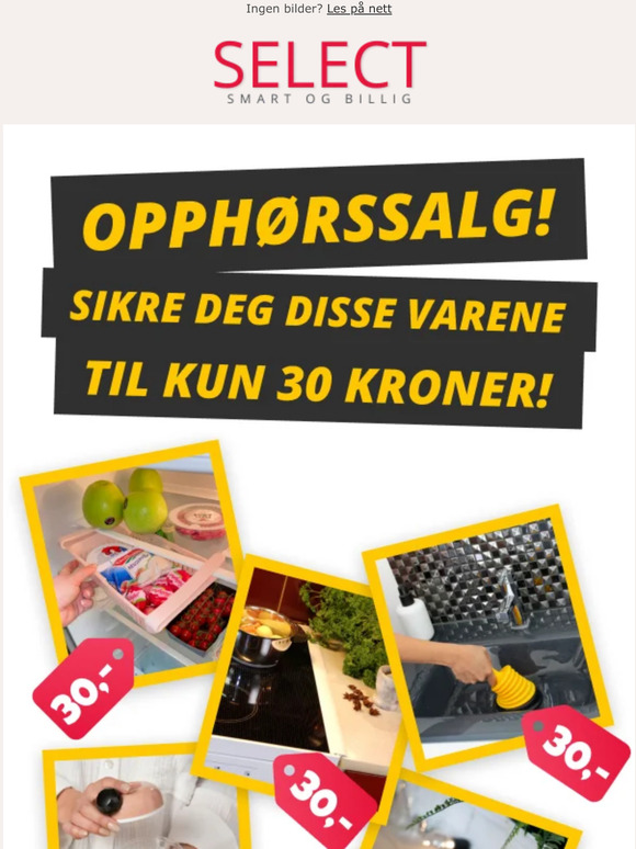 Opphørssalg! Sikre deg disse produktene til kun 30 kroner!