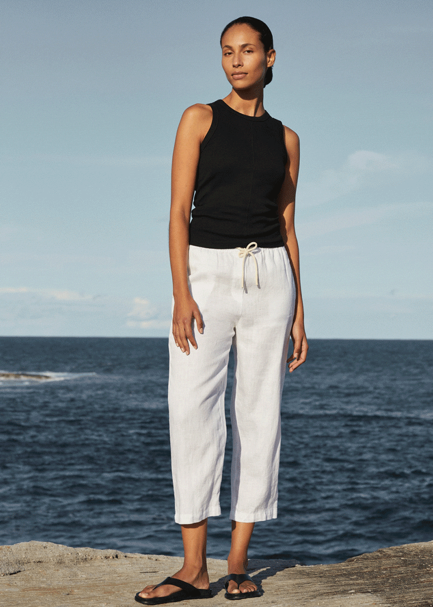 AM0223 SIDE POCKET 100%LINEN PANT