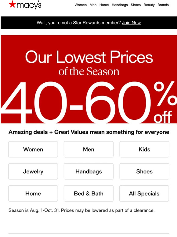 Macy's 4060 off? Yes, plz! It’s Our Lowest Prices of the Season Milled