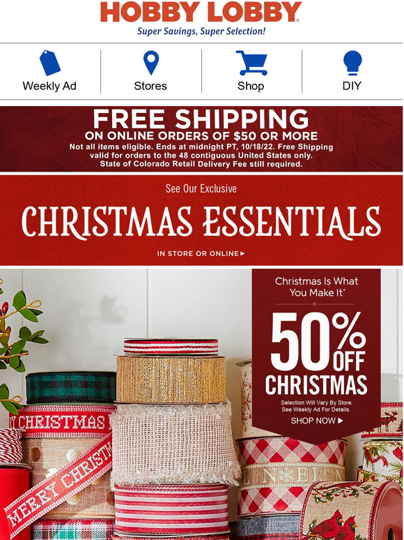 Hobby Lobby Wrap Gifts With 50 Off Christmas Ribbons 💝 Milled