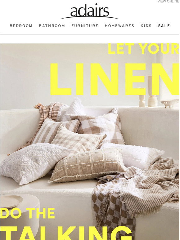 Adairs: Let your linen do the talking | Milled
