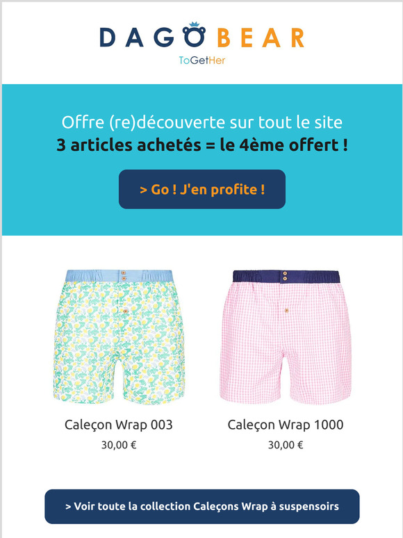 Derniers jours  🩳 3 articles achetés, le 4ème offert.