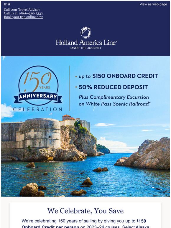 holland america cruise day credits