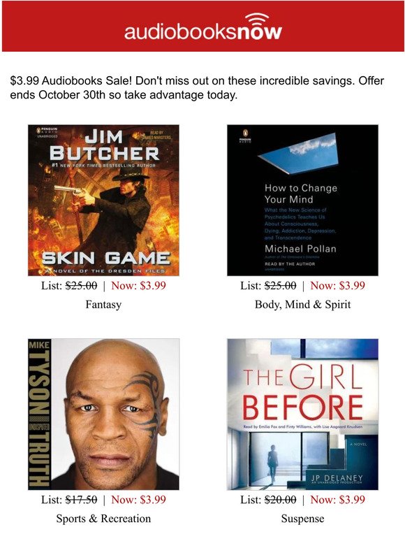 $3.99 Audiobooks Sale