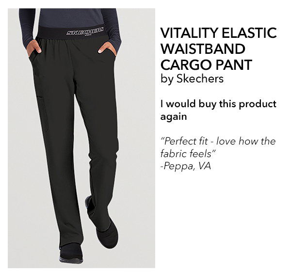 Womens Skechers Vitality Elastic Waistband Cargo Pant Black