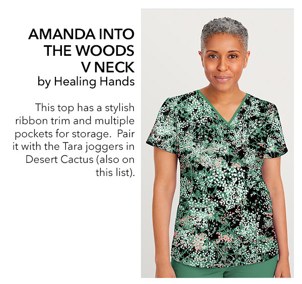 Womens Healing Hands Amanda Into The Woods V Neck Black/Multi