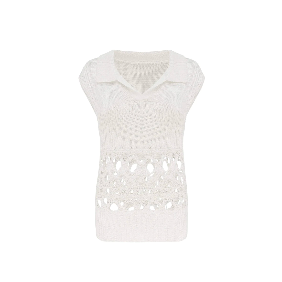 Sleeveless Crochet Polo